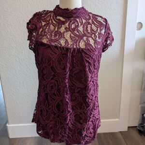 Brand New Size XL Heart Soul Burgundy Lace Blouse